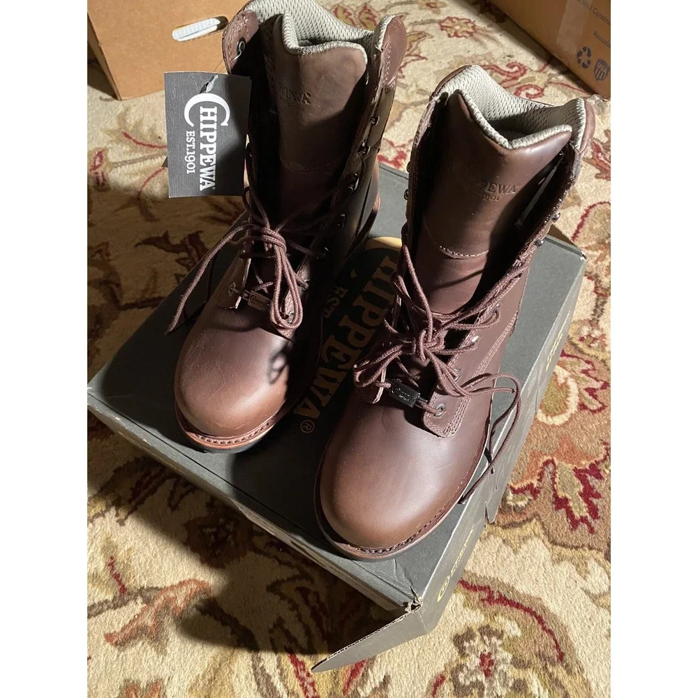 Men's Chippewa 73211 Logger Boots Size 9‎ EE Insulated Waterproof Brown New